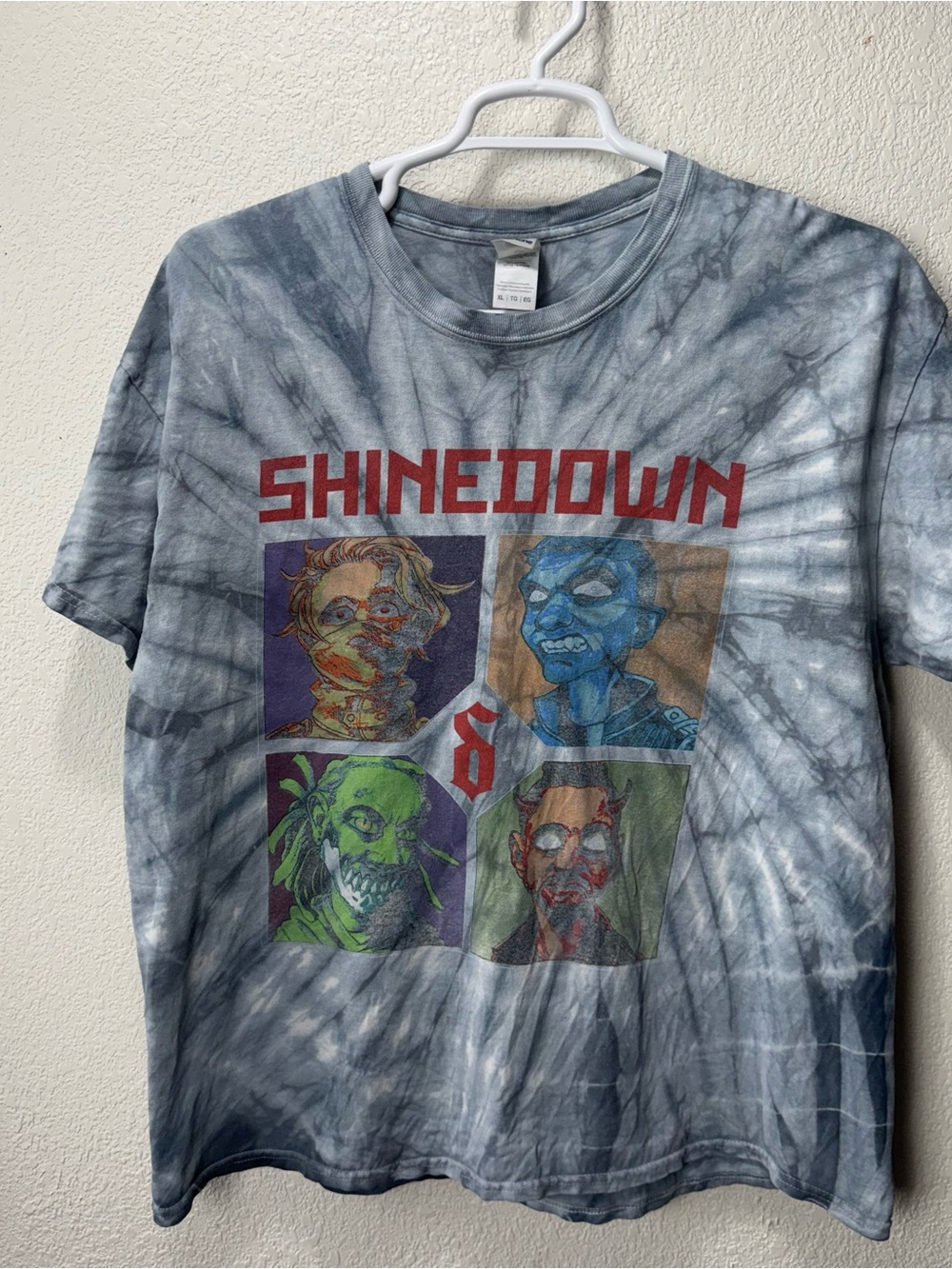 Shinedown My Monsters Are Real Tour Shirt Men XL Tie-Dye Double Sided Blue
